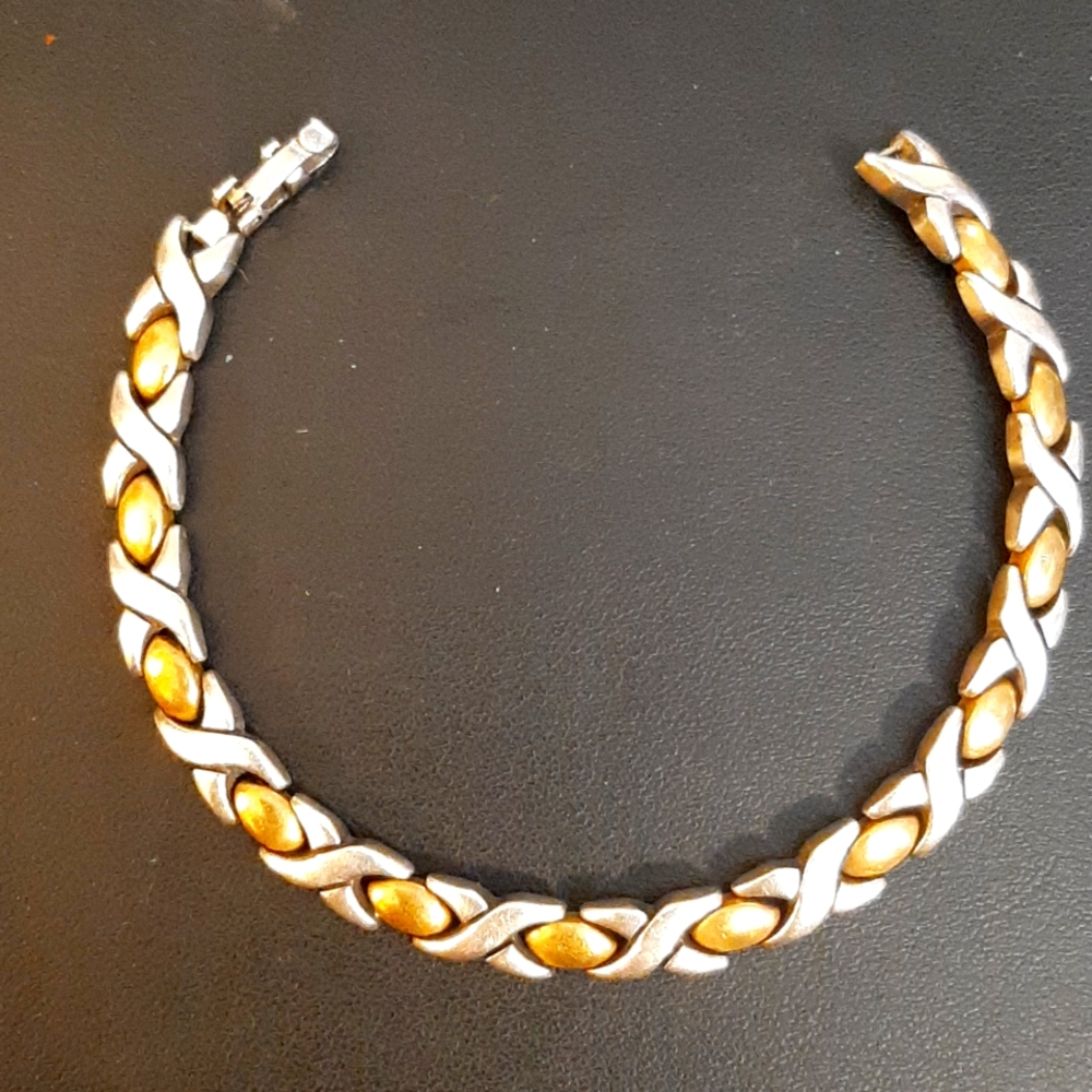 Mens 90s Mexican sterling gilt bracelet